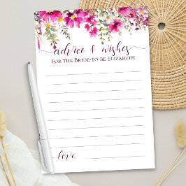 Bright Rosa WildblommBoho Blommigt Önskemål Advice Kort