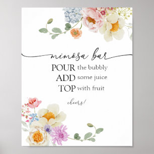 Bright Rosa WildblommMimosa-tecken Poster