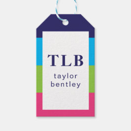 Bright Rugby Rand Monogrammed Gift Märkres Presentetikett