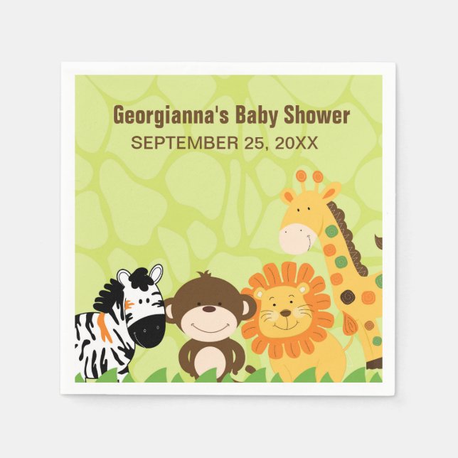 Bright Safari Animals Anpassningsbar Napkin Pappersservett (Framsidan)