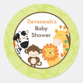 Bright Safari Jungle Animals Favor Stickers Runt Klistermärke