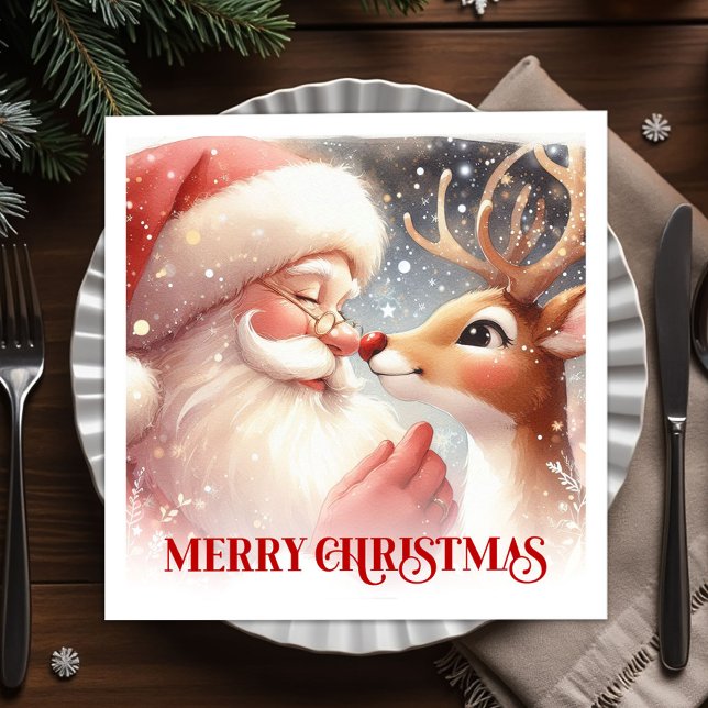 Bright Santa Rudolph Christmas Table Napkins Pappersservett (Bright Santa Rudolph Christmas Table Napkins)