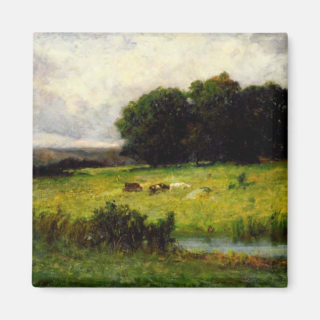 Bright Scene of Cattle nära Stream - Edward Mitche Magnet (Framsidan)