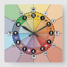 Bright School Schedule Clock for Children (Square)