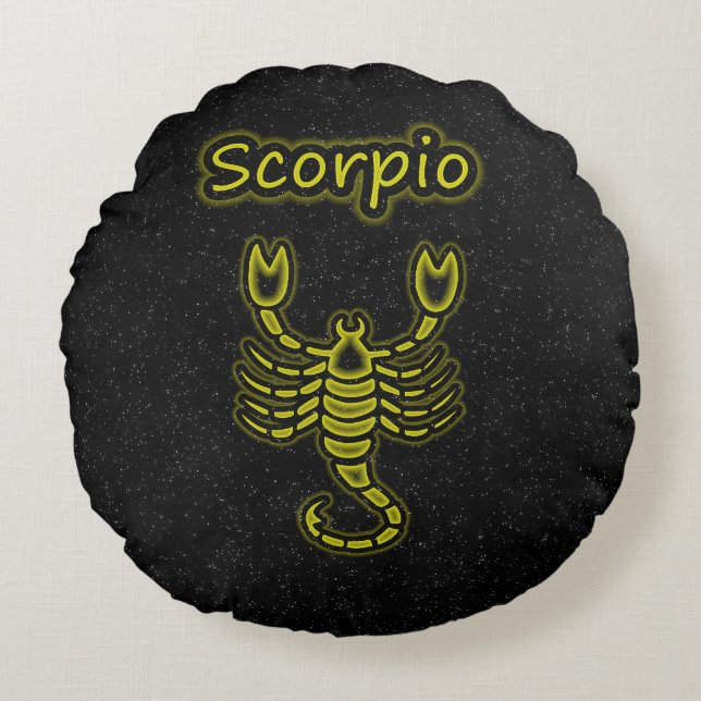 Bright Scorpio Rund Kudde (Framsidan)