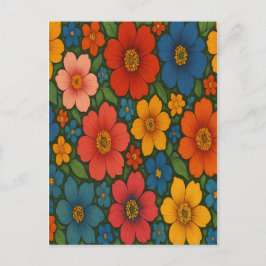 Bright Seamless Wildblomma Mönster Helg Vykort