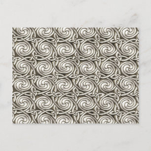 Bright Shiny Silver Celtic Spiral Knots Mönster Vykort