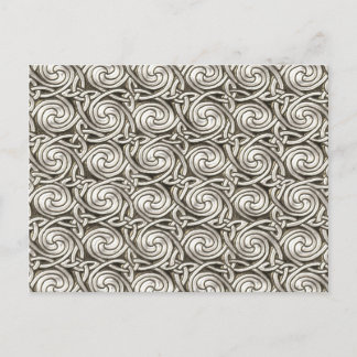 Bright Shiny Silver Celtic Spiral Knots Mönster Vykort
