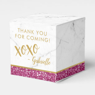 Bright Shock rosa Glitter Marble xoxo Birthday Presentaskar