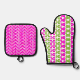 BRIGHT SHOCK ROSA & GRÖNT GEOMETRIC MÖNSTER