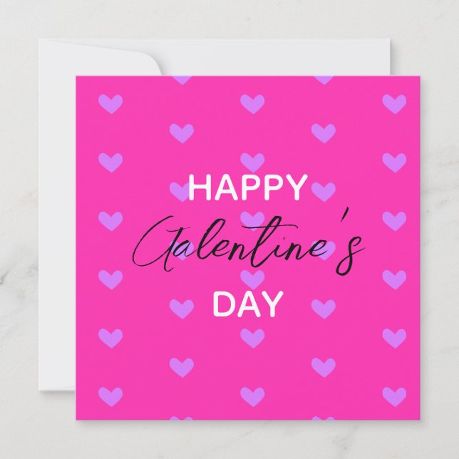 Bright Shock rosa Lavender Hearts Lycklig Galentin Julkort (Framsida)