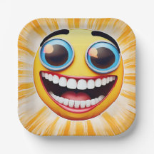 Bright Smile Emoji Papper Plate