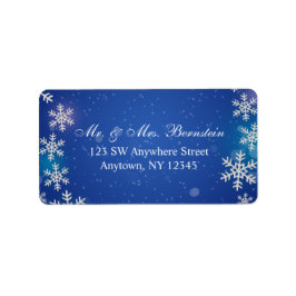 Bright Snöflingor Blue Winter Adress Adressetikett