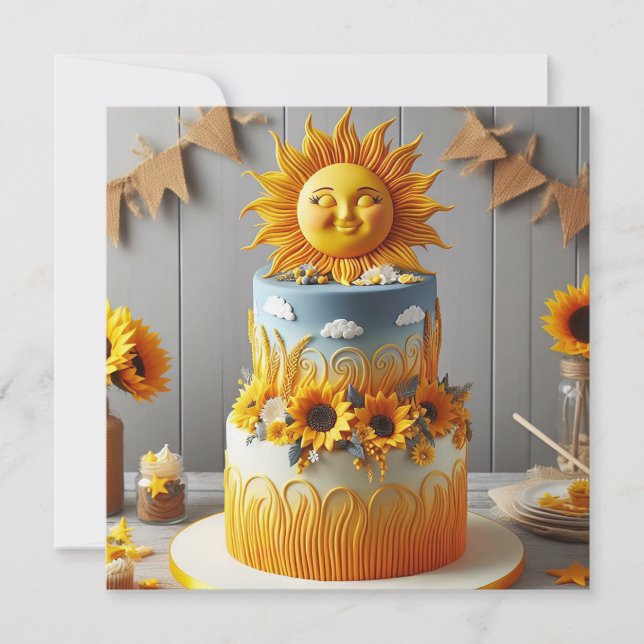BRIGHT SOL & SUNFLOWERS DECORARATED BIRTHDAY CAKE KORT (Framsida)