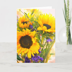 Bright Solros Bouquet Tack Kort