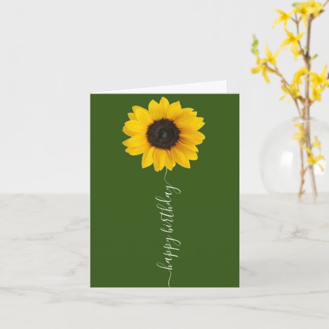 Bright Solros på Grönt Birthday Greeting Card Kort (Gul blomma)