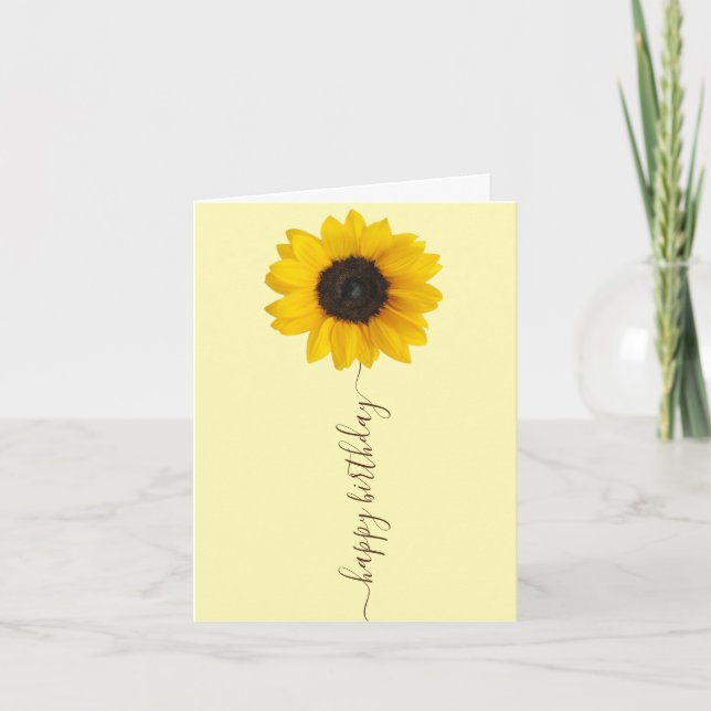 Bright Solros på Gult Birthday Greeting Card Kort (Framsida)