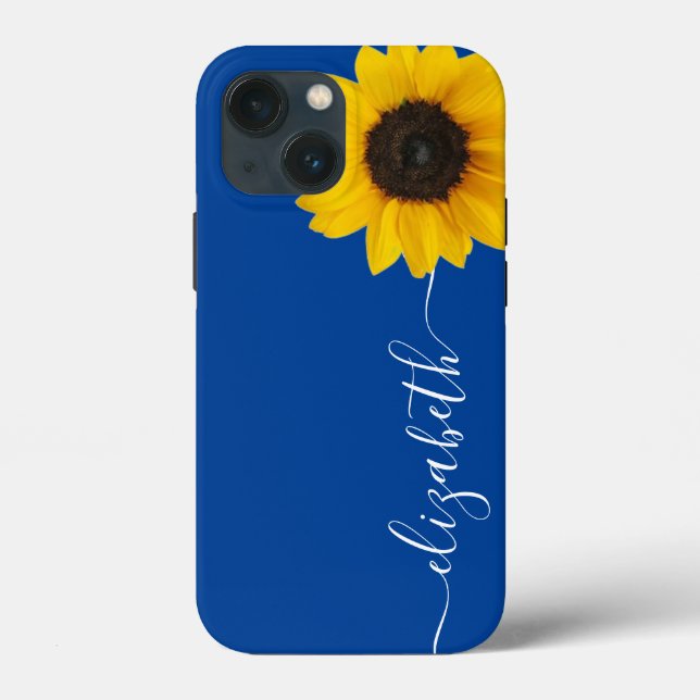 Bright Solroskript Stem Namn Blue iphone case (Baksida)