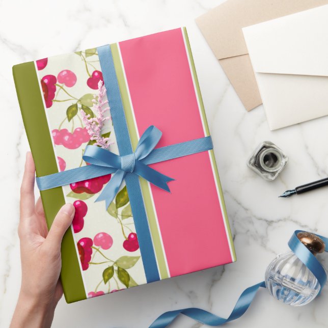 Bright sommar mönster i rand med flera färgader presentpapper (Gifting)