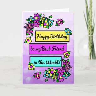 Bright Söt Whimsical Birthday for Best Friend Kort