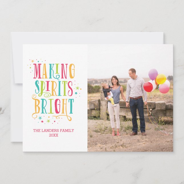 Bright Spirits Modern Helgdag Photo Card Julkort (Framsida)