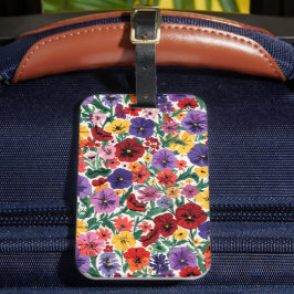 Bright Spring Pansies Floral Garden Pattern Bagagebricka