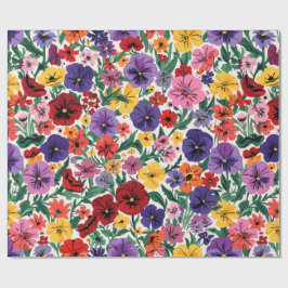 Bright Spring Pansies Floral Garden Pattern Presentpapper