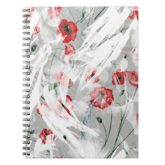 Bright Stänk Red Poppy Watercolor Anteckningsbok
