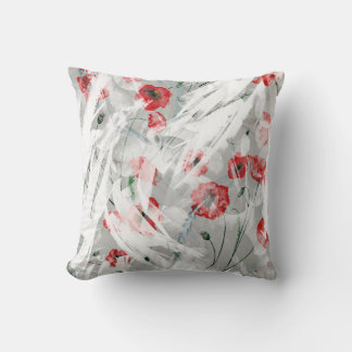 Bright Stänk Red Poppy Watercolor Kudde