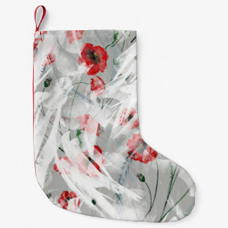 Bright Stänk Red Poppy Watercolor Liten Julstrumpa