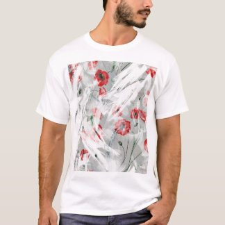 Bright Stänk Red Poppy Watercolor T Shirt