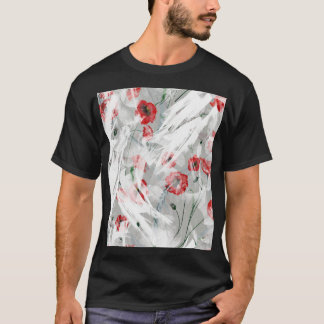 Bright Stänk Red Poppy Watercolor T Shirt