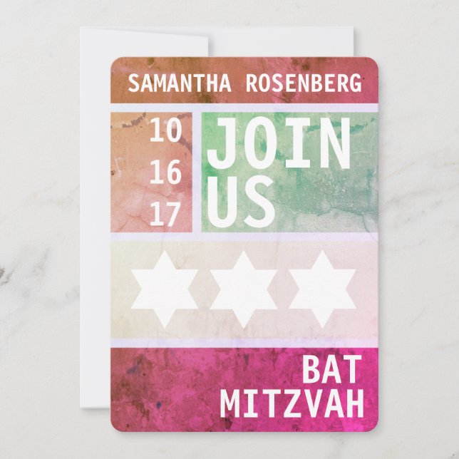Bright Star av David Bat mitzvah inbjudan (Framsida)