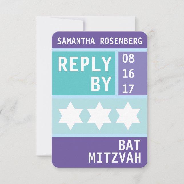 Bright Star of David Bat mitzvah OSA Reply Inbjudningar (Framsida)