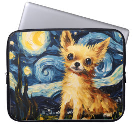 BRIGHT STARRY NIGHT MED CHIHUAHUA HUND LAPTOP FODRAL