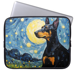 BRIGHT STARRY NIGHT MED DOBERMAN PINSCHER HUND LAPTOP FODRAL