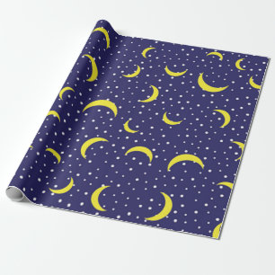 Bright Stars & Gult Quarter Måne Night Himlar Presentpapper
