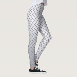 Bright Steel Diamond Plate Mönster Leggings