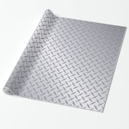 Bright Steel Diamond Plate Mönster Presentpapper