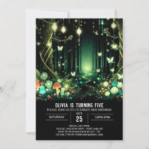 Bright Stollig Woodland Digital Birthday Inbjudningar
