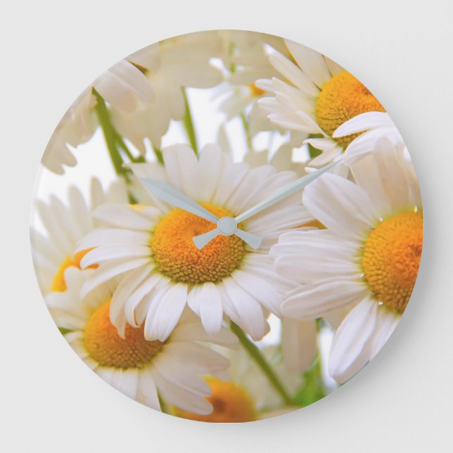 Bright Summer Daisies Flowers Stor Klocka (Framsida)
