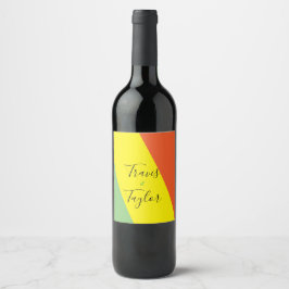 Bright Summer Färg Bröllop Vinflaska Etikett