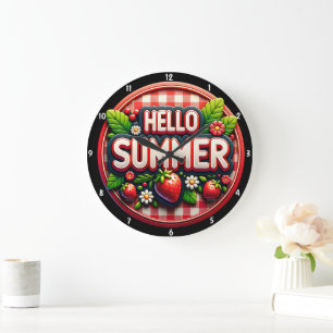 Bright Summer Fresh Strawbär Festive Säsong Stor Klocka