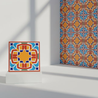 Bright Sun Star Moroccan Ceramic Tile Kakelplatta