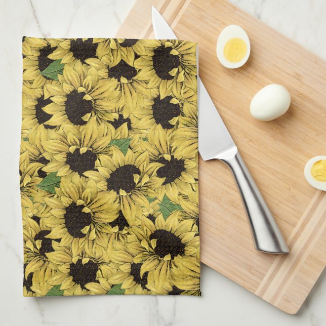 Bright Sunblommor Kitchen Towel Kökshandduk (Vikt i Fjärdedel)