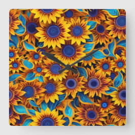 Bright Sunflower Clock Fyrkantig Klocka
