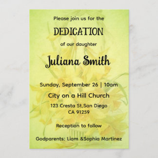 Bright Sunflower  Lime Green Dedication Invitation Inbjudningar