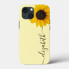 Bright Sunflower Script Stem Namn iPhone-fodral