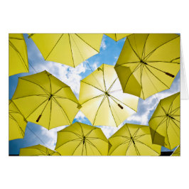 Bright Sunny Gult Umbrellas Hälsningskort