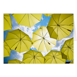 Bright Sunny Gult Umbrellas Hälsningskort